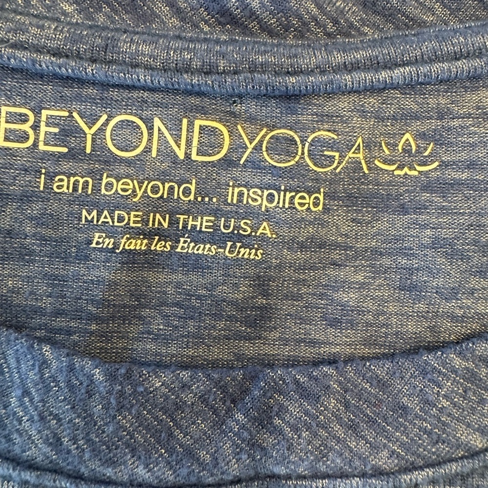 Beyond Yoga Heathered Blue Cropped Muscle Tank size large - Picture 3 of 3